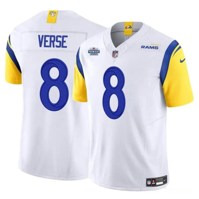 Men's Los Angeles Rams #8 Jared Verse White 2024 With Dradt Patch F.U.S.E Vapor Untouchable Football Stitched Jersey